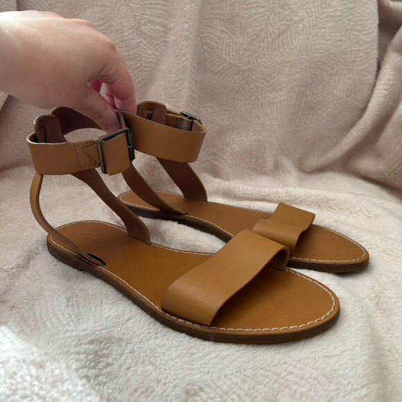 Madewell The Boardwalk Ankle-Wrap Sandal English Saddle Tan - Picture 1 of 8
